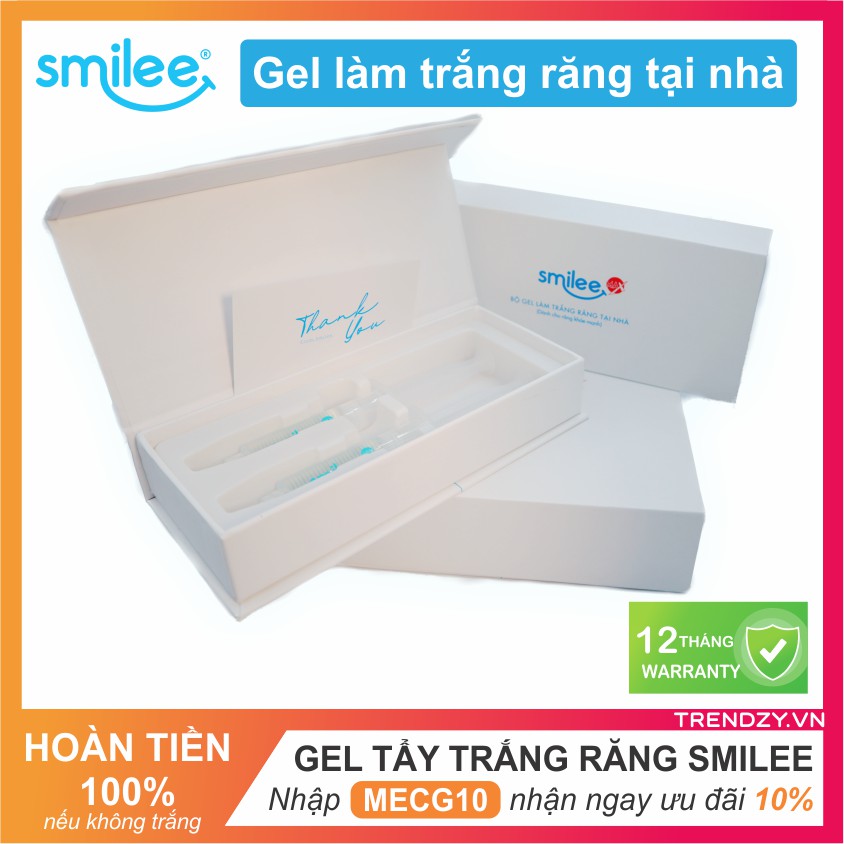Bộ 2 Gel tẩy trắng răng tại nhà Smilee | Tẩy trắng răng chuẩn quốc tế | ISO:22716 | Răng bật trắng 6 tone chỉ 7 ngày