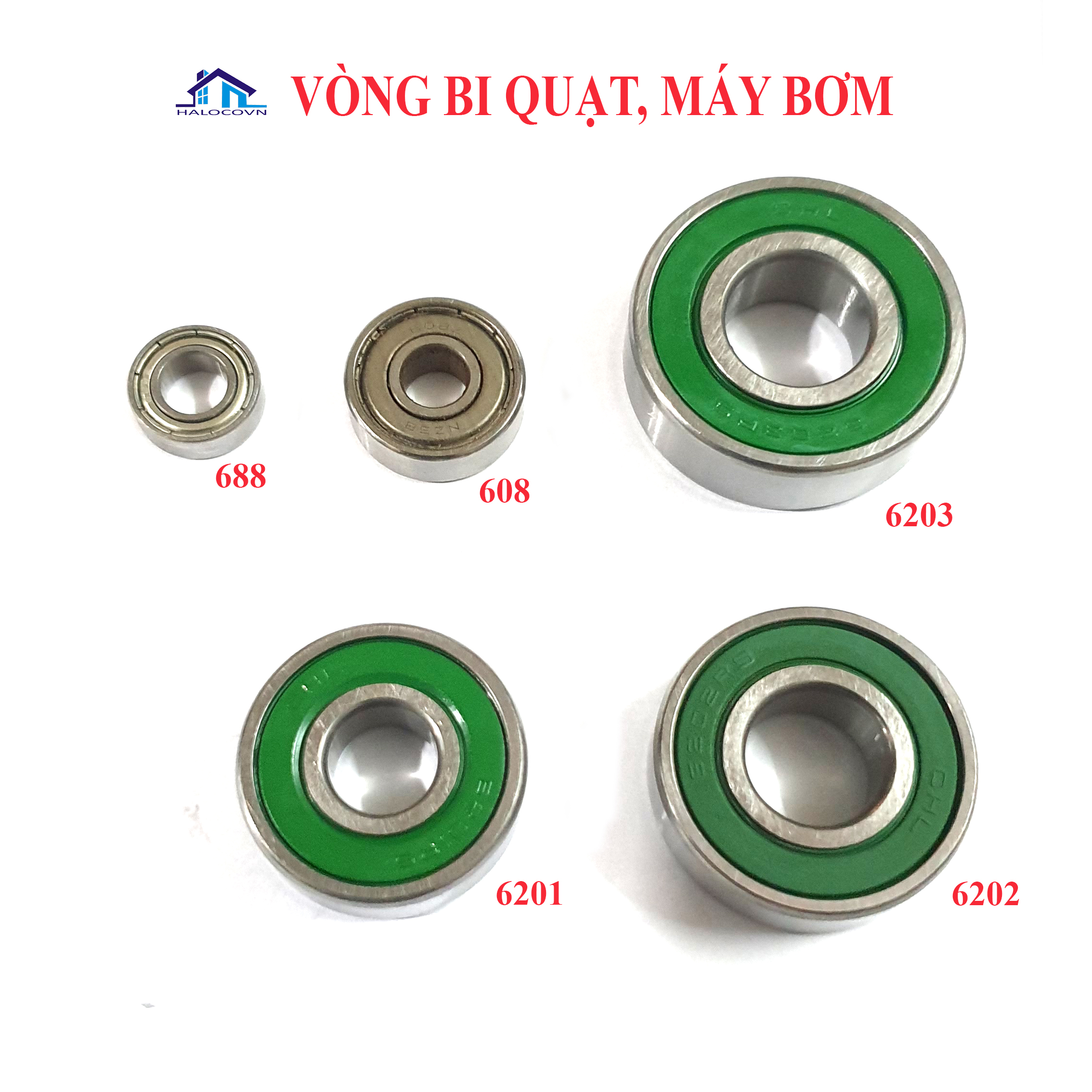 Vòng bi chuyên dụng cho quạt, máy bơm, bánh xe trẻ em, trượt pa tanh các loại 6201, 6202, 6203, 688, 608 npplk