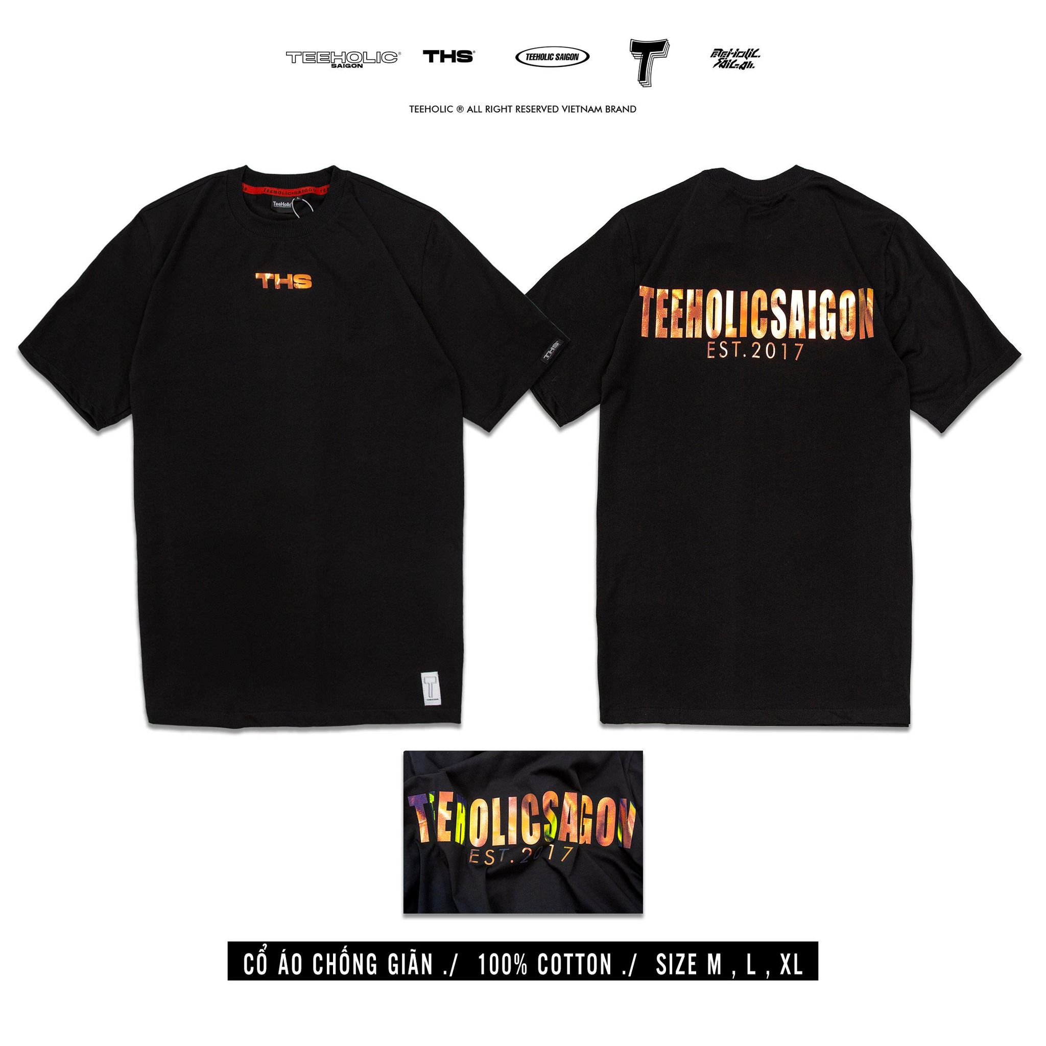 TEEHOLIC Áo Thun Unisex In Decal Đổi Màu Disco Logo THS - Màu Đen Trắng