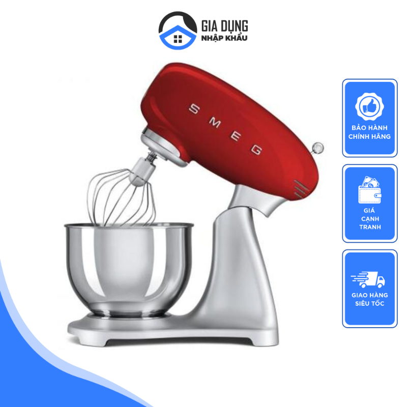 Máy đánh trứng trộn bột đa năng smeg, máy nhào bột, máy xay thịt, máy chế biến thực phẩm đa năng công suất 800w, dung tích 4.8l, nhập đức, nhiều màu, bảo hành 12 tháng
