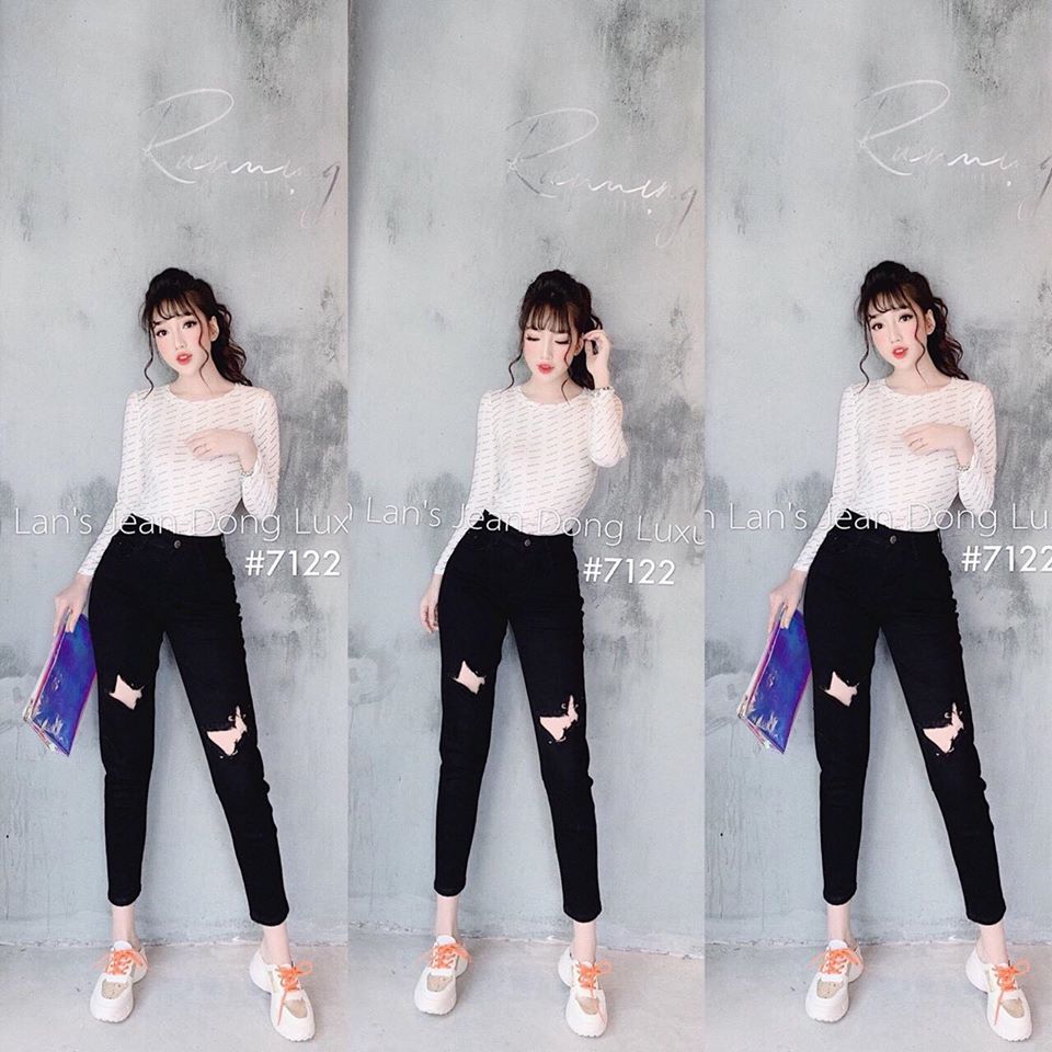 Quần jean nữ rách đùi kiểu