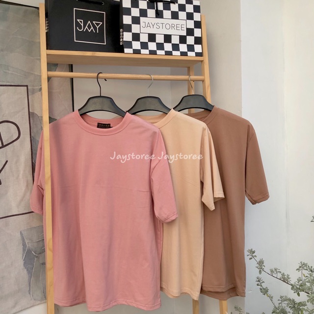 Áo thun trơn unisex hồng/tan/nâu form nam nữ unisex ❤️