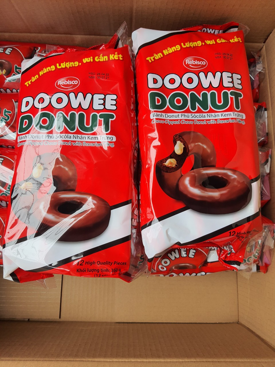 [HCM]Bịch 12 t&uacutei  b&aacutenh Doowee socola nh&acircn kem trứng ngon th&iacutech th&uacute.