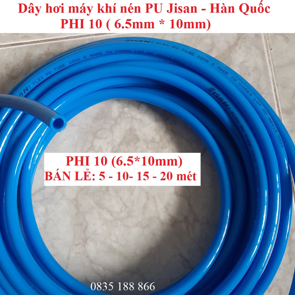 Dây hơi máy khí nén pu jisan ống 10mm bán theo mét 10, 15, 20 mét