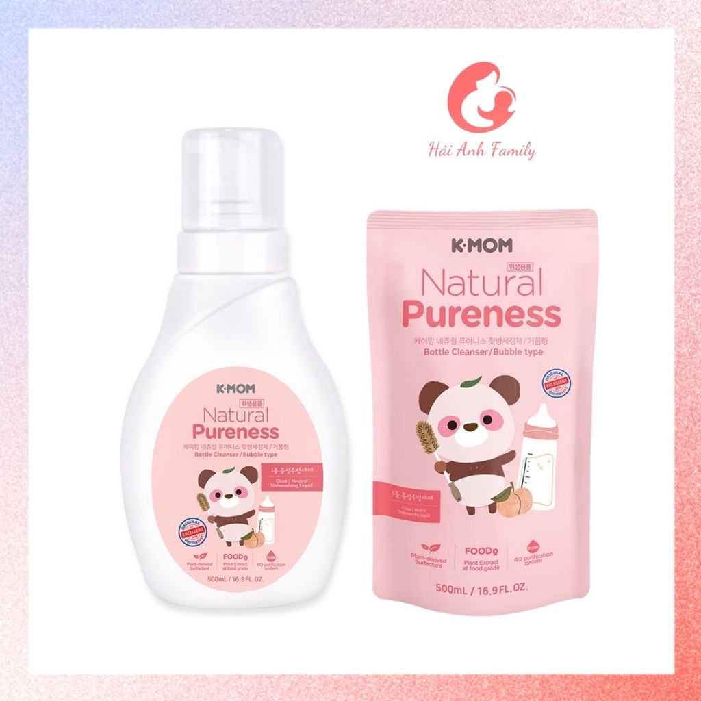 500ml nước rửa bình sữa và rau quả hữu cơ k-mom nhập khẩu hàn quốc