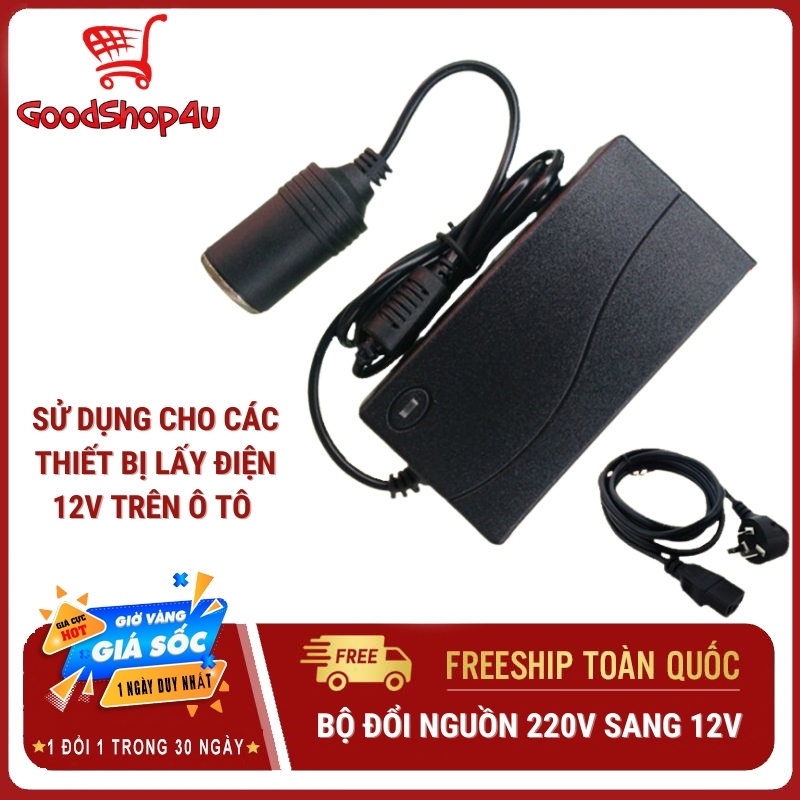 Bộ chuyển đổi nguồn điện 220v sang 12v đầu cắm ô tô