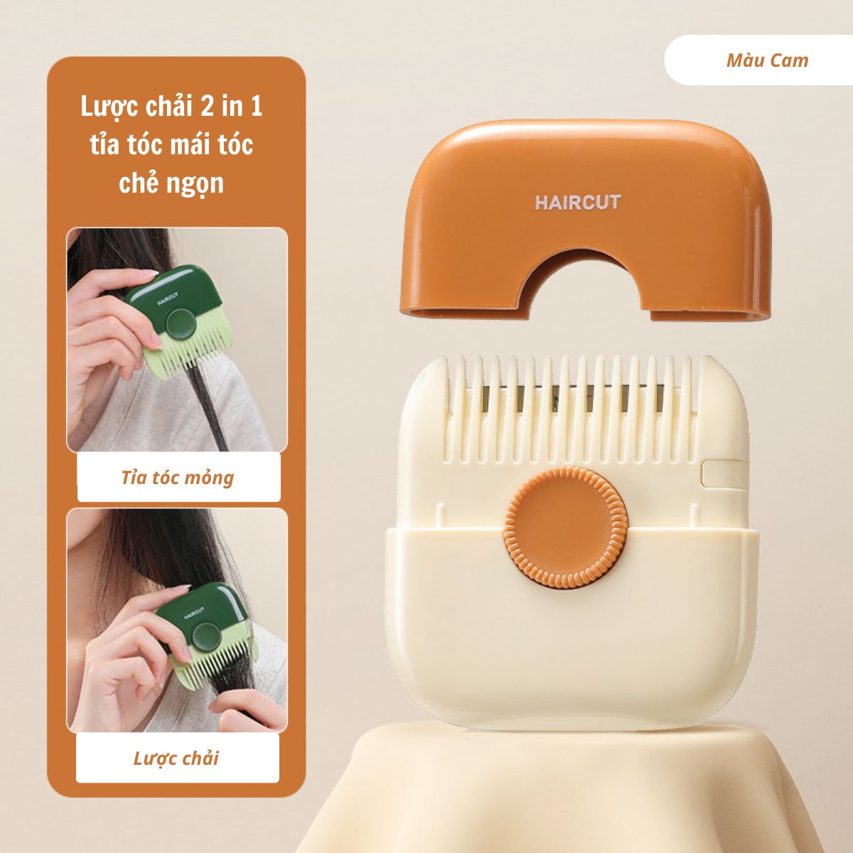 Lược cắt tóc mái lược 2 in 1 tỉa tóc chẻ ngọn tỉa mỏng an toàn tiện dụng