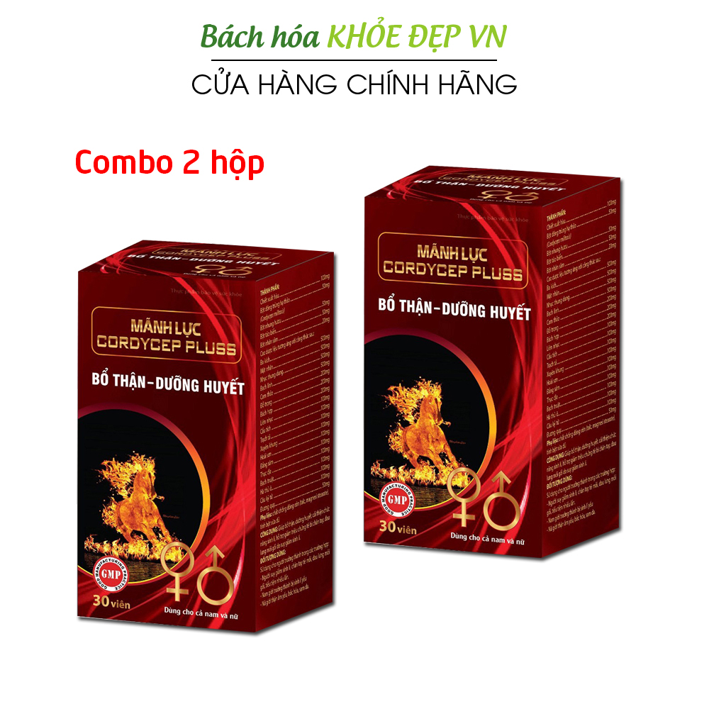Combo 2 hộp Tăng cường sinh lý nam Mãnh Lực Cordycep Plus bổ thận dưỡng huyết - Hộp 30 viên