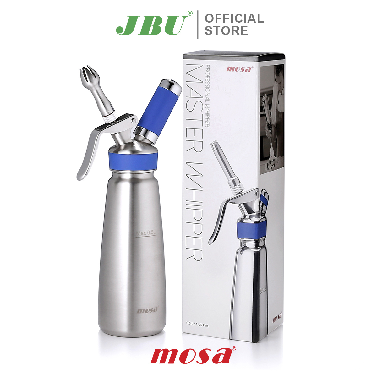 Bình làm kem inox mosa 0,5l - bình xịt kem chính hãng mosa