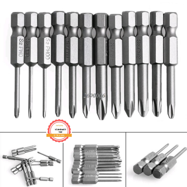 Bộ 12 mũi tô vít 4 cạnh chuôi lục giác dài 50mm cho khoan bộ 6 mũi tô vít 4 cạnh 6 chi tiết dài 150mm