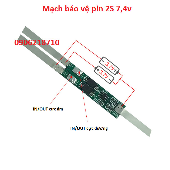 Mạch 2s bảo vệ sạc xả pin lithium 7.4v 8.4v 18650 2s 4.5-9a li-ion lithium 7.4v 8.4v 18650