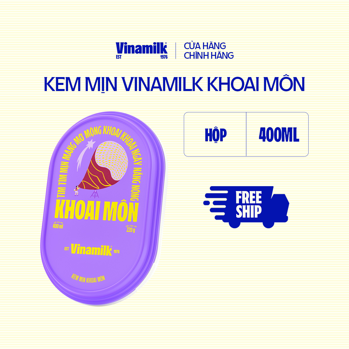 2 Hộp Kem Vinamilk Khoai Môn Hộp 400ml