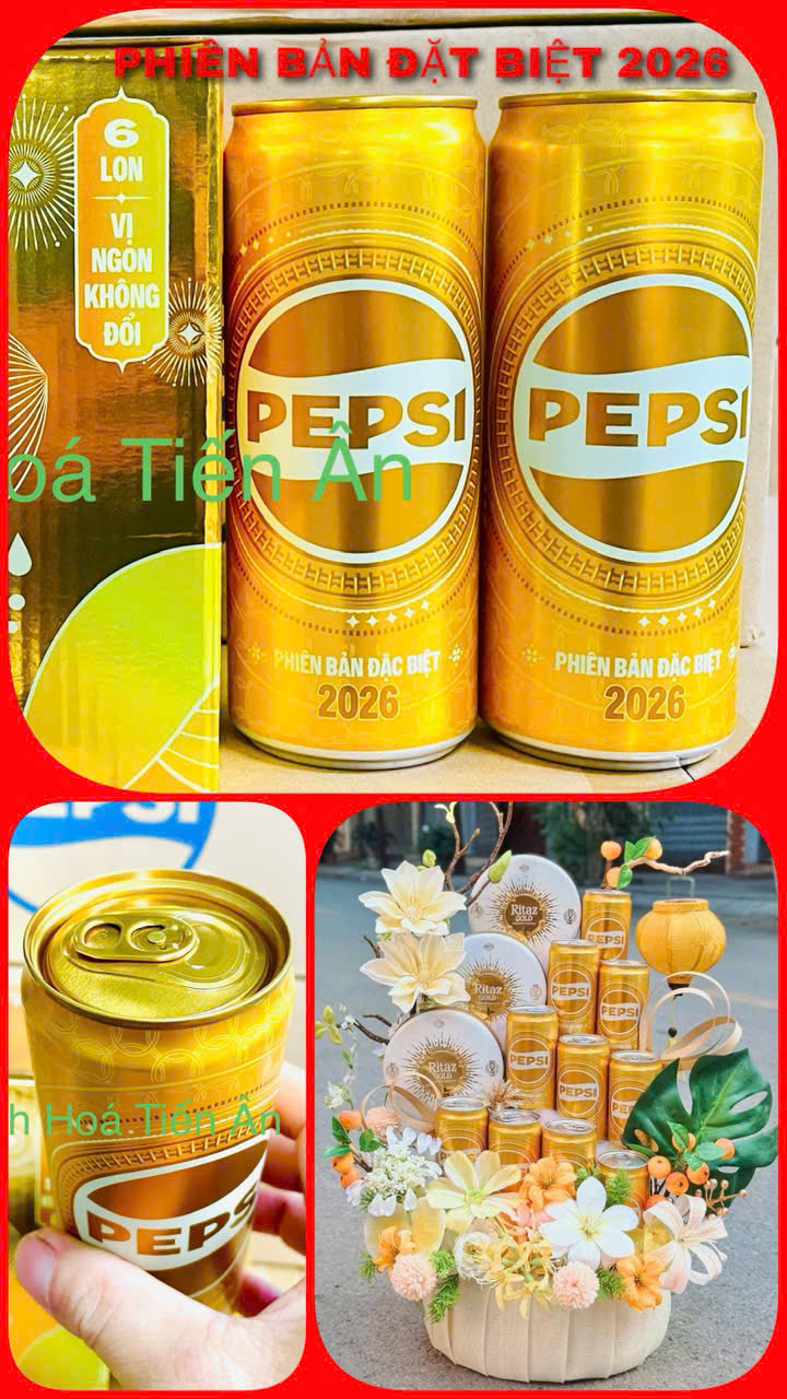 Combo 2 lon nước PEPSI GOLD phiên bản đặt biệt 2026 320ml - làm cháp - lễ- chưng tết siêu đẹp