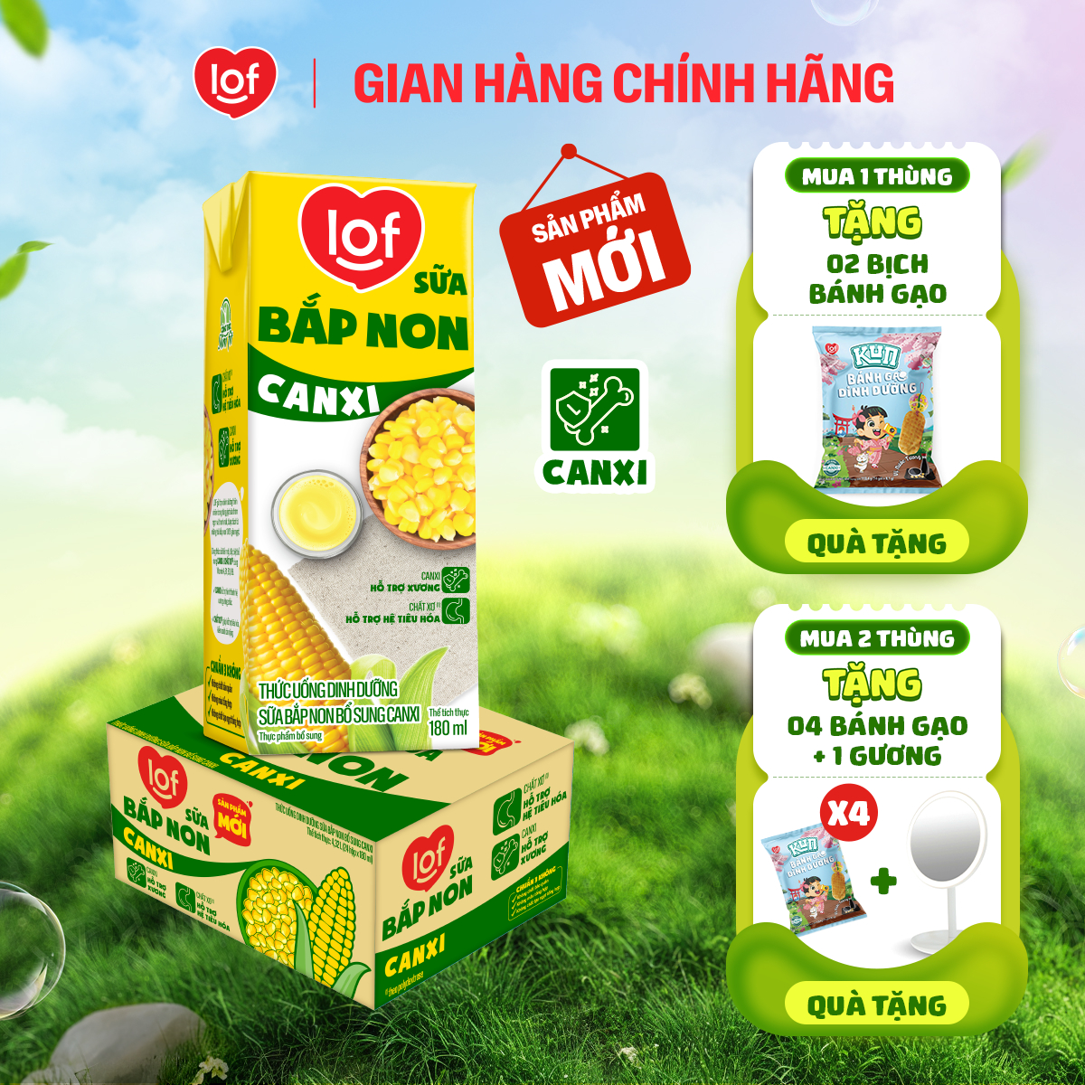 Sữa bắp non canxi LOF thùng 24 hộp x 180ml