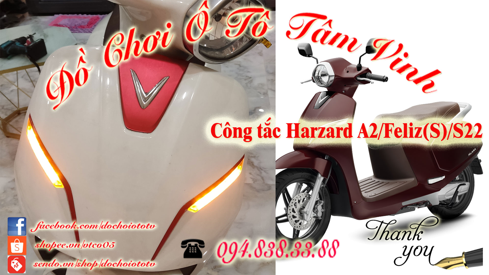 Công tắc hazard cho xe klara a2/s22/feliz/feliz s