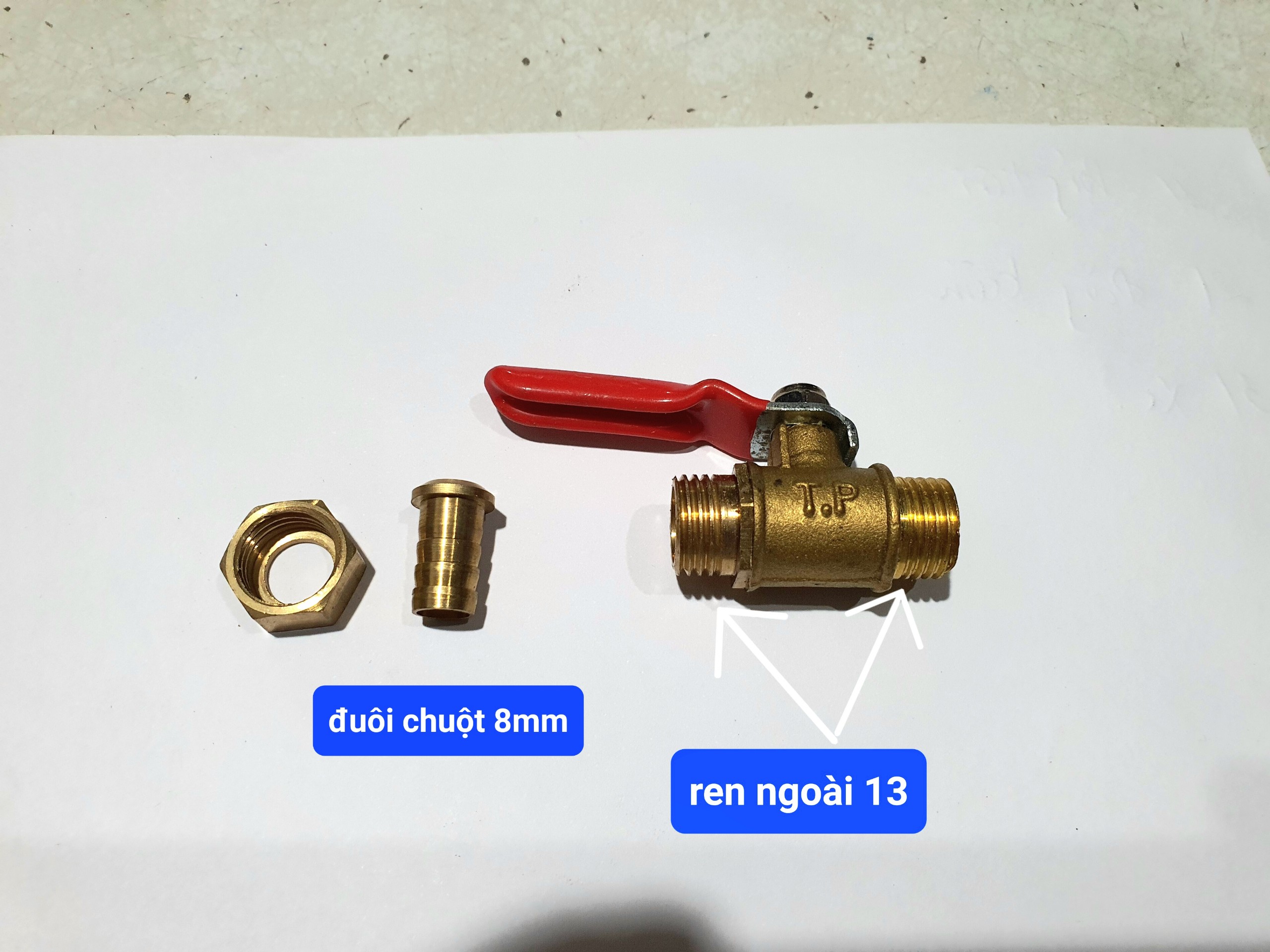 Van hơi đồng, van bi đồng tay gạt, khoá hơi khí nén 1/4 màu ngẫu nhiên