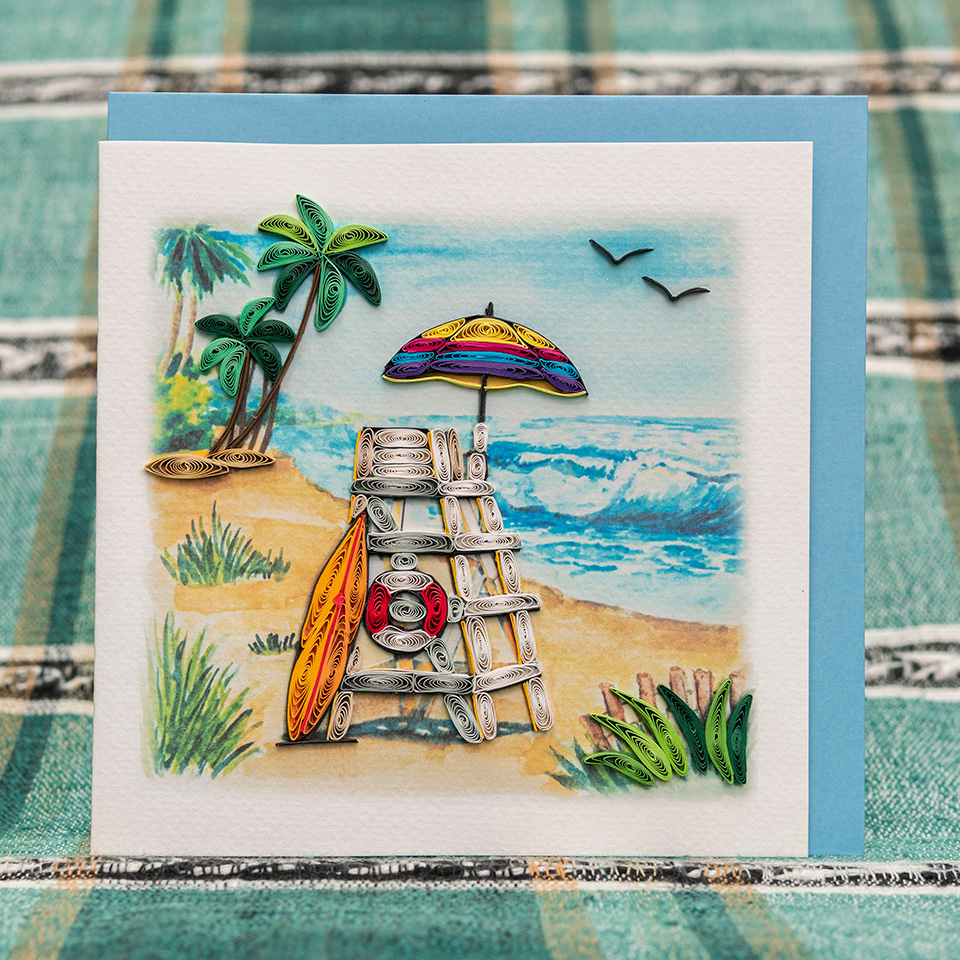 [HCM]Thiệp Giấy Xoắn Chủ Đề Biển 03 15x15cm (Quilling Card/ Handmade)