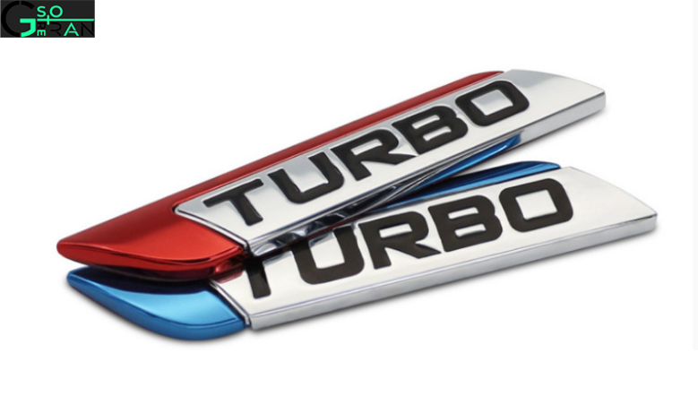 [HCM]Tem kim loại chữ TURBO dán trang trí ô tô trắng phối đỏ và trắng phối xanh