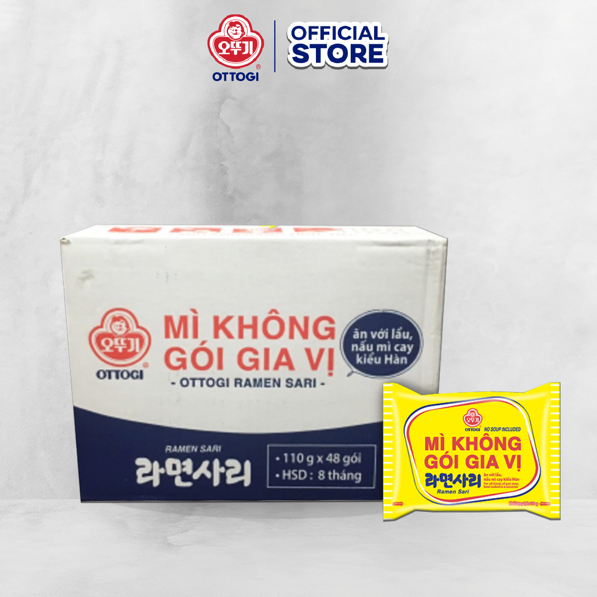 Thùng 48 gói mì không gói gia vị Ottogi 110gx48