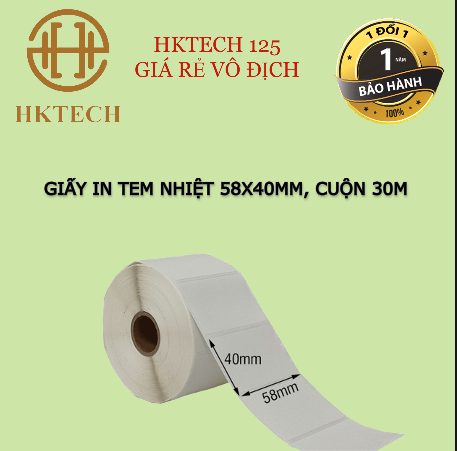 Tem nhiệt khổ 58x40 in mã vạch, cân điện tử siêu thị, trà sữa, in nhãn 1 tem/hàng