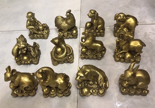 Tượng 12 con giáp cầm ngọc Bằng Đồng Nguyên Chất