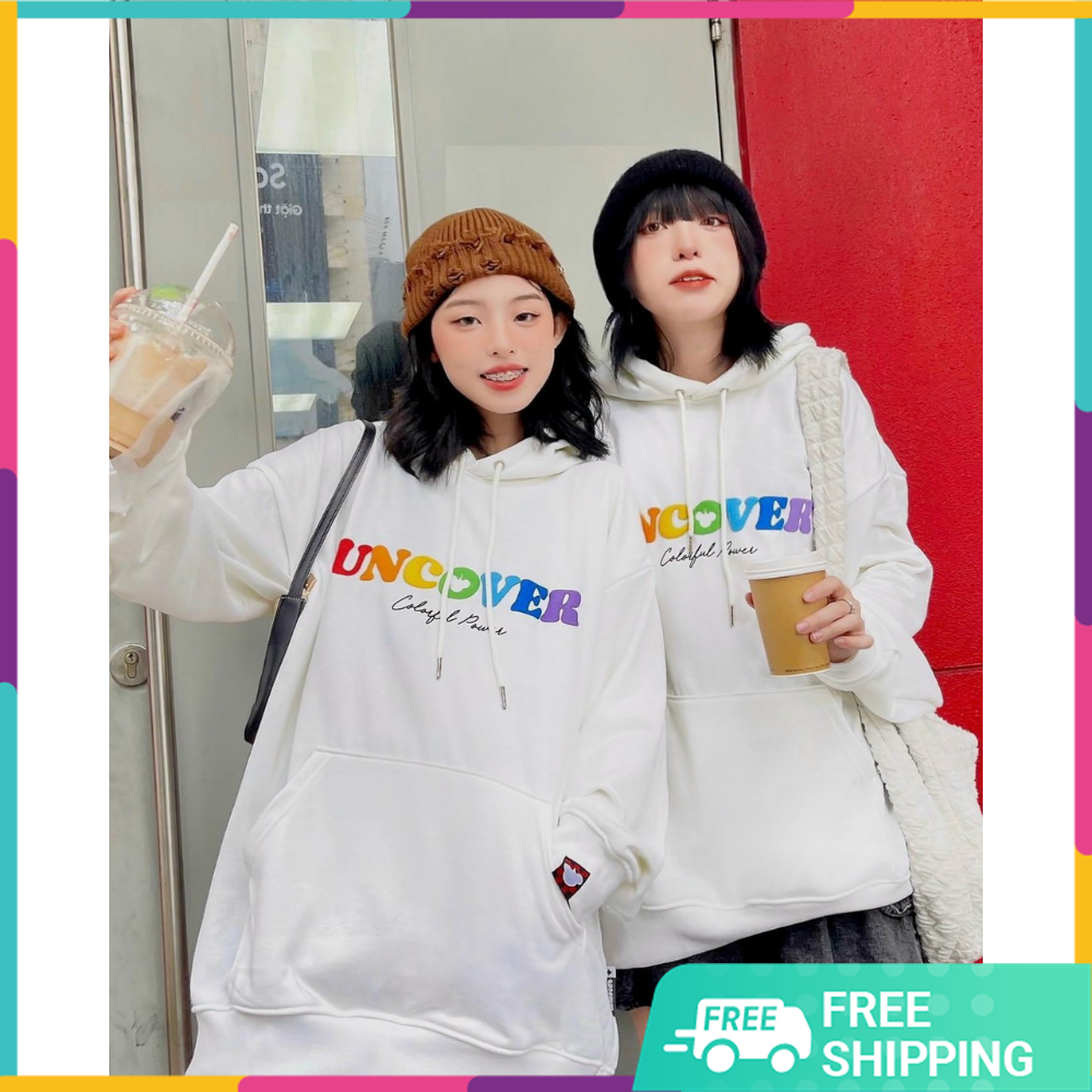 Áo khoác nỉ, áo khoác hoodies nam nữ in chữ ký uncover kiểu unisex tay phồng cánh rơi. tp