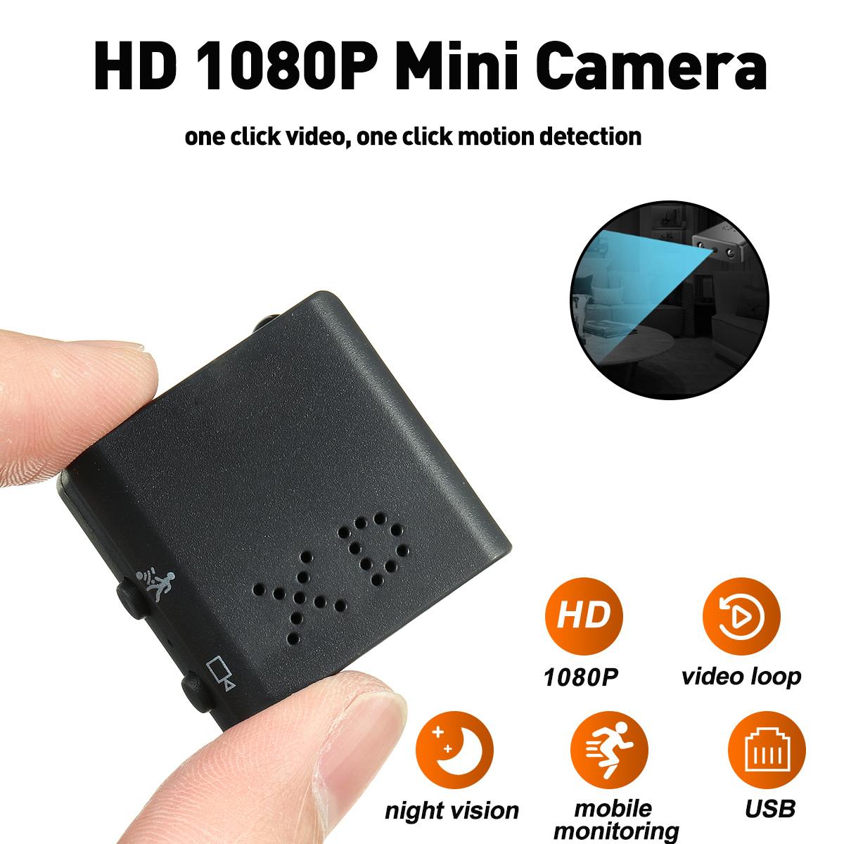 HD 1080P Máy ảnh Mini Máy quay phim DVR nhìn đêm hồng ngoại Micro Máy ảnh