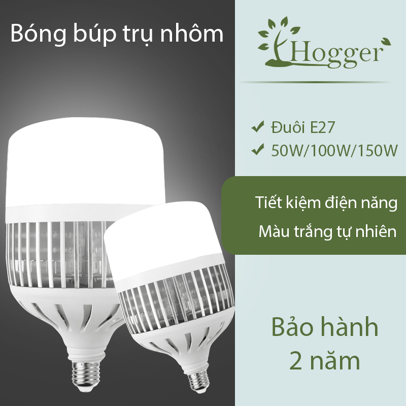 Bóng đèn led búp trụ tiết kiệm điện năng đuôi E27 ánh sáng màu trắng tự nhiên công suất 50W 100W 150W bầu bóng chất liệu PC tản nhiệt nhanh không chói mắt không nhấp nháy Led Bulb