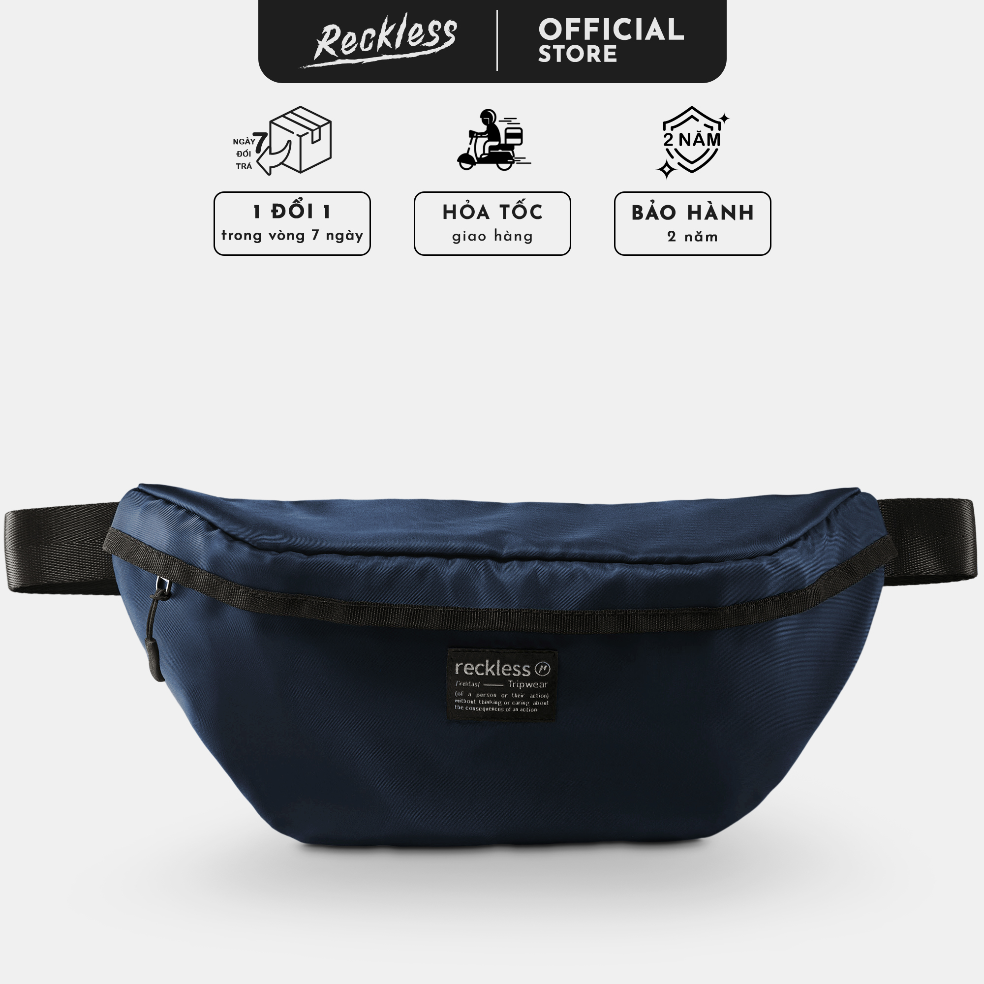 Túi đeo chéo/bao tử reckless nylon hip pack bag - vải nylon twill