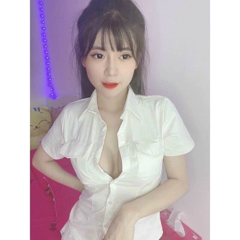 Áo kiểu sơ mi nữ ngắn tay. Chất liệu kate nhật mềm mịn. Size 40-53 ký mang vưad