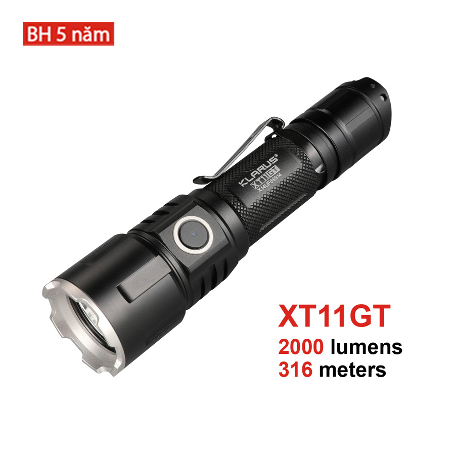 Klarus xt11gt - đèn pin tác chiến phản ứng nhanh bóng led cree xhp35 hd e4 độ sáng 2000lm chiếu xa 316m cổng sạc micro usb sử dụng 01 pin klarus 18650 3100mah dòng xả cao