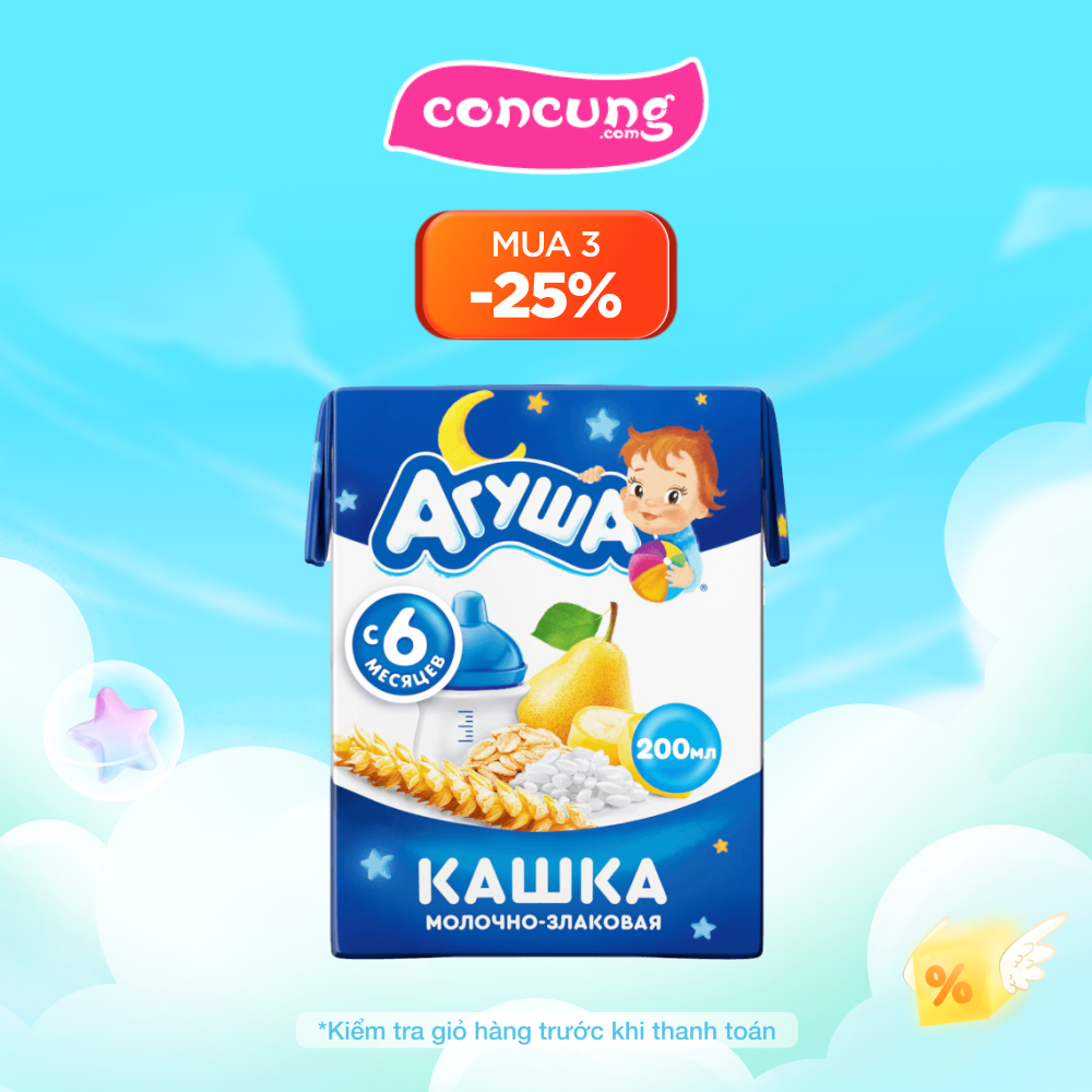 Sữa đêm ngũ cốc vị lê và chuối Agusha 200ml