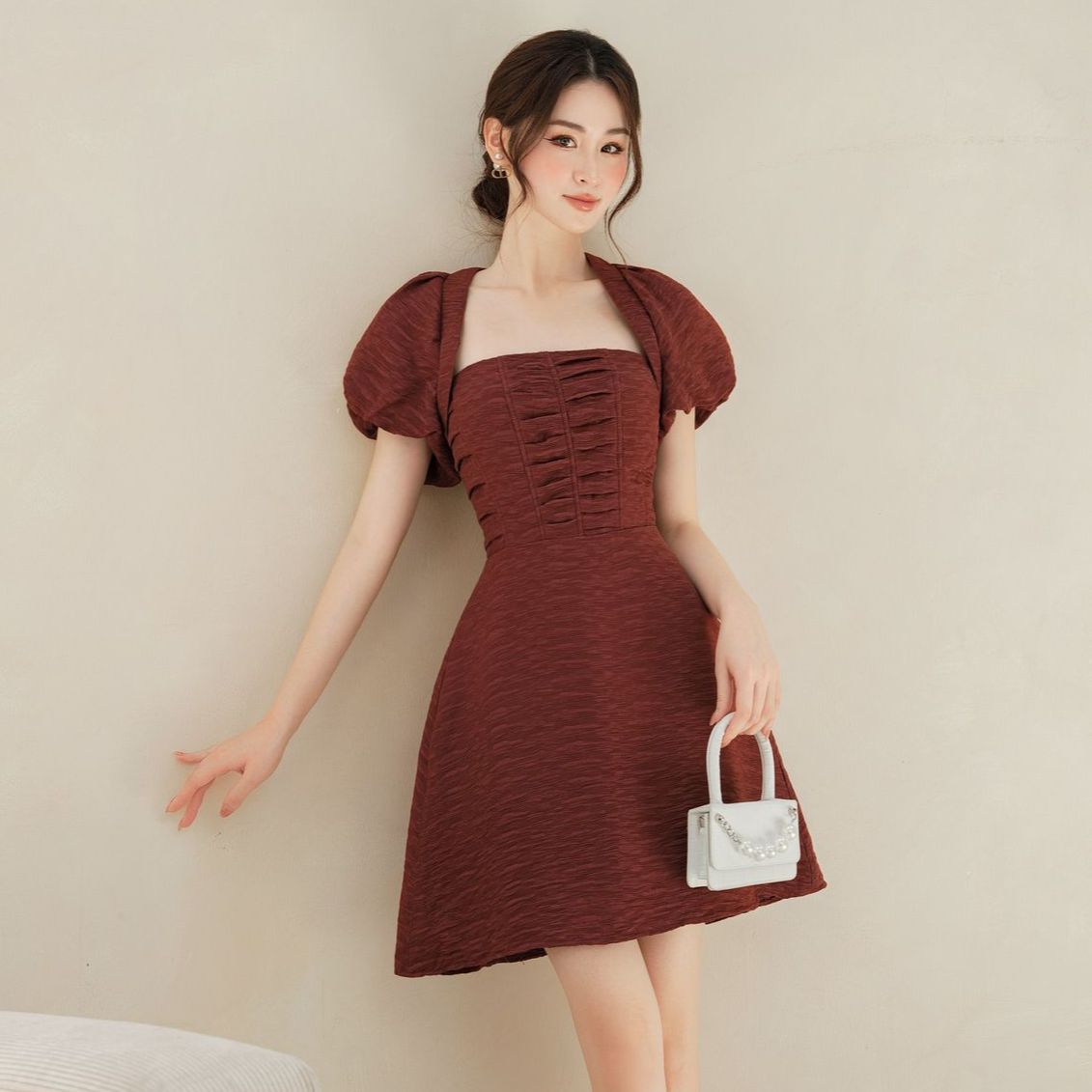 Olv - đầm hazel pleated dress