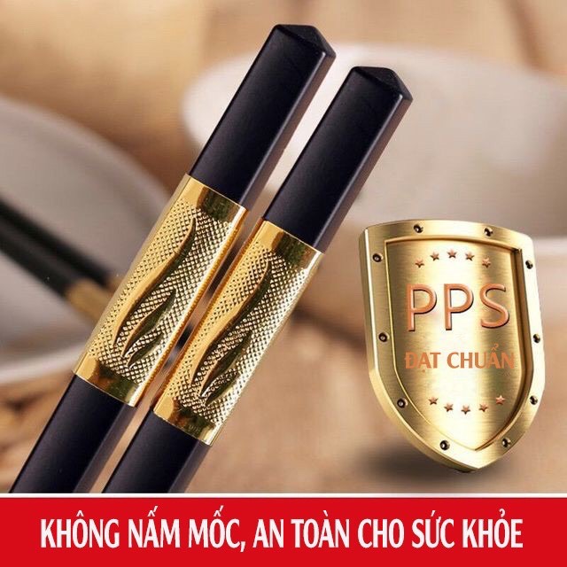 [HCM]10 Đôi Đũa hợp kim mạ vàng chịu nhiệt đũa được thiết kế bọc viền hoa văn hợp kim cực kỳ tinh tế và sang trọng Chống trơn trượt chống mốc chống mòn không độc hại không mối mọt độ bền cao