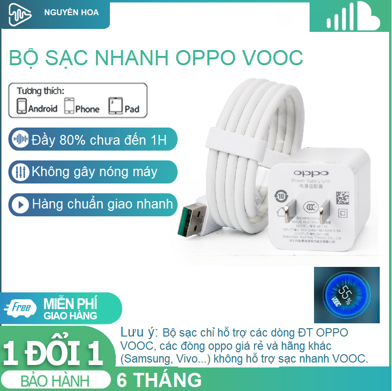Bộ Cáp Sạc Nhanh VOOC OPPO 4.0 - AK779 dung cho cac dong ĐT Oppo F3, Find 7, X9006, R7s, R7 Plus, R9, R9 Plus, R9s, R9s Plus, R5, N3, F1 Plus, F3 Plus, F9, F9+