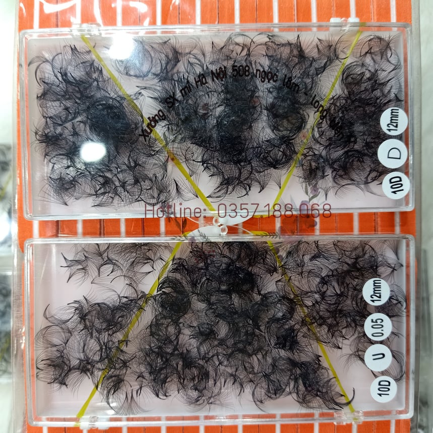 SIÊU RẺ, SIÊU ĐẸP - Mi fan 10d 0.05 (hộp 1050 fan) chất mi đen, mềm, siêu bắt keo, chân keo nhỏ