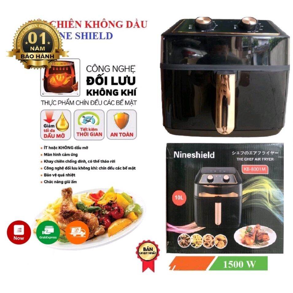 Nine shield 10,5l _ nồi chiên không dầu cơ 1500w , bảo hành 12 tháng