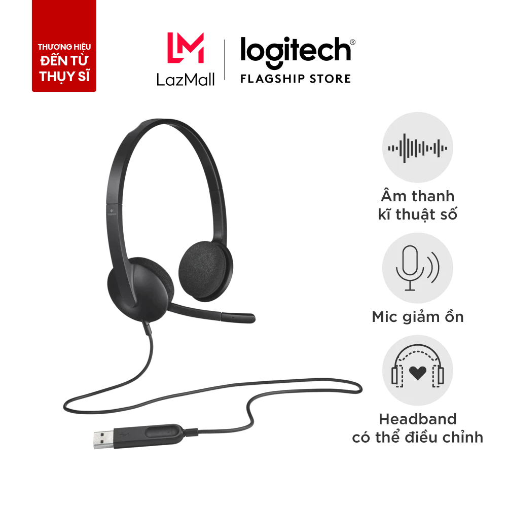 Logitech H340 Wired Headset - Noise-canceling mic