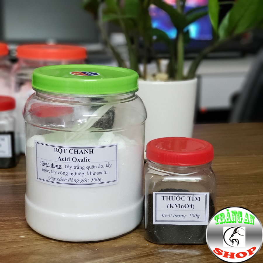 Combo Tẩy Mốc Ố Vàng Quần Áo Bột Chanh, Thuố.c Tím Quần Áo Trắng Sạch