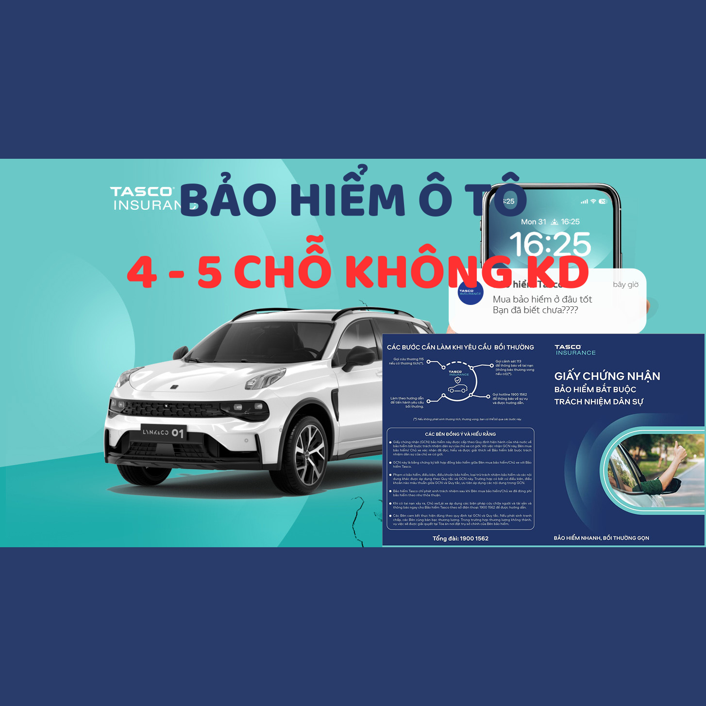 Bảo hiểm ô tô 4, 5 chỗ bắt buộc TNDS không kinh doanh TASCO