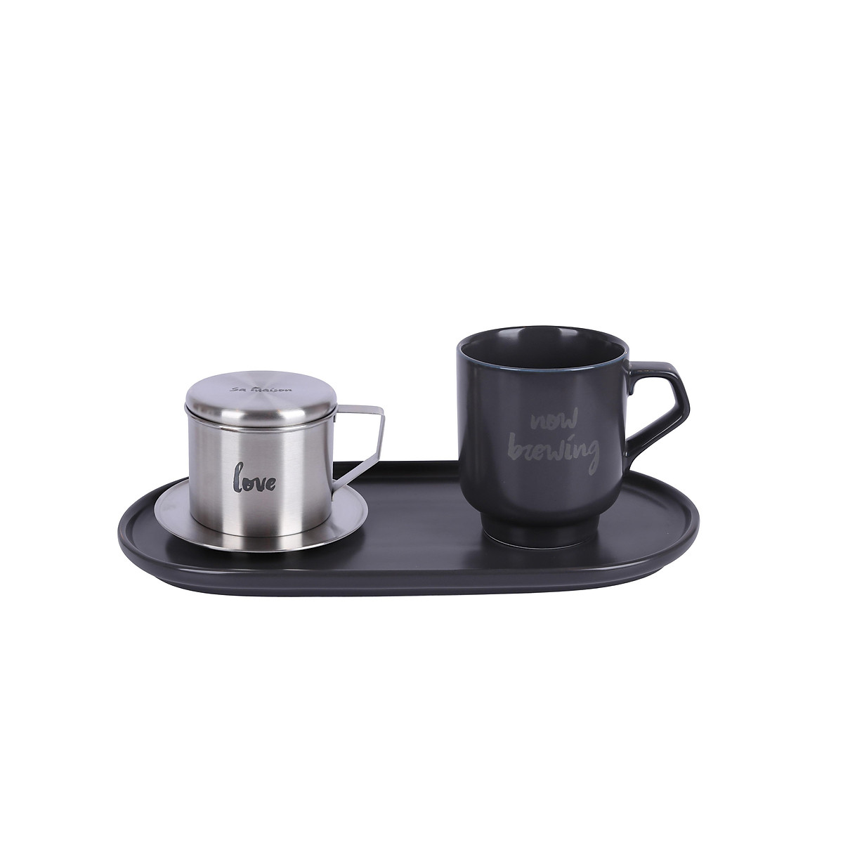 Bộ pha cafe Modern 3 món (phin cafe, cốc và đĩa sứ 30cm) Sa Maison