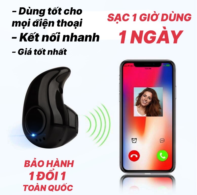 [HCM][RẺ VÔ ĐỐI] TAI NGHE BLUETOOTH MINI S530 SẠC 1 GIỜ DÙNG 1 NGÀY - NGHE NHẠC ĐÀM THOẠI ÂM THANH SIÊU CHẤT - CHỐNG ỒN - CHỐNG NƯỚC KHI LÁI XE CỰC TỐT - BH 1 ĐỔI 1 TOÀN QUỐC