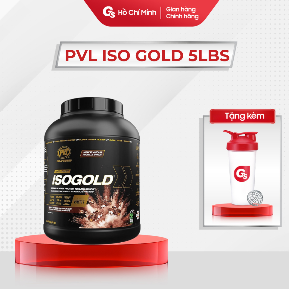 Sữa tăng cơ Pvl Iso Gold Premium Isolate 100% Whey Protein Powder With Probiotic, 5Lbs (2.27Kg) nhập khẩu Canada - Gymstore