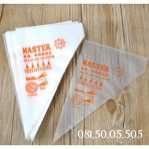 Bịch 100 túi bắt kem nilon xịn Master dùng 1 lần - Túi bắt bông kem nilong sần