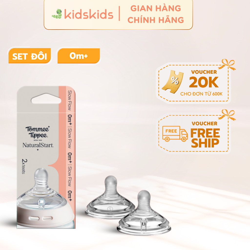 Núm ty silicon siêu mềm tự nhiên cho bé Tommee Tippee Natural Start Slow Flow 0-3 tháng