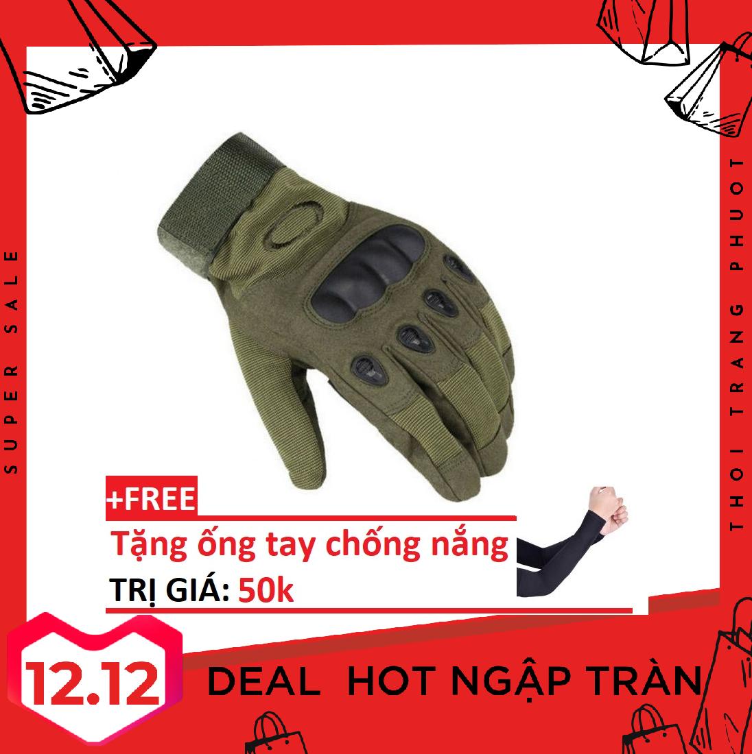 găng tay dài ngón xe máy Oakley, găng tay phượt, găng tay nam giá rẻ + Tặng kèm găng tay chống nắng trị giá 50k