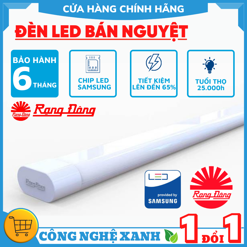 Đèn led bán nguyệt Rạng Đông M36 dài 0.6m ~ 1.2m 40W ánh sáng trắng tràn viền - Đèn led bán nguyệt , Đèn led rạng đông , Đèn led tiết kiệm điện , Đèn led thông minh , Đèn led tràn viền