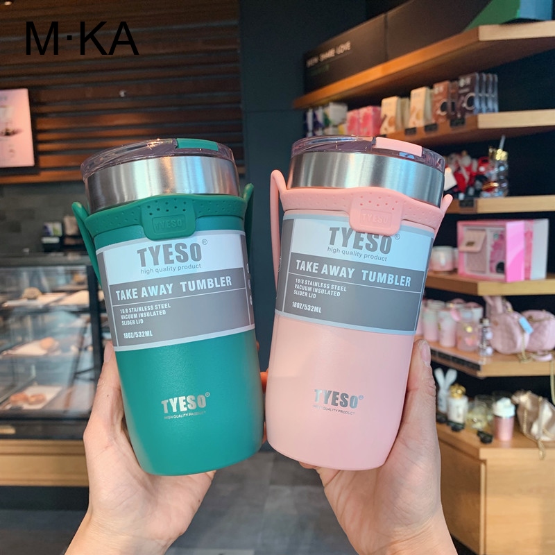 Free Shipping New car cup Hand-held double-layer thermal insulation coffee cup 304 stainless steel vacuum flask Portable High capacity Outdoor Water Bottles Juice thermos cup