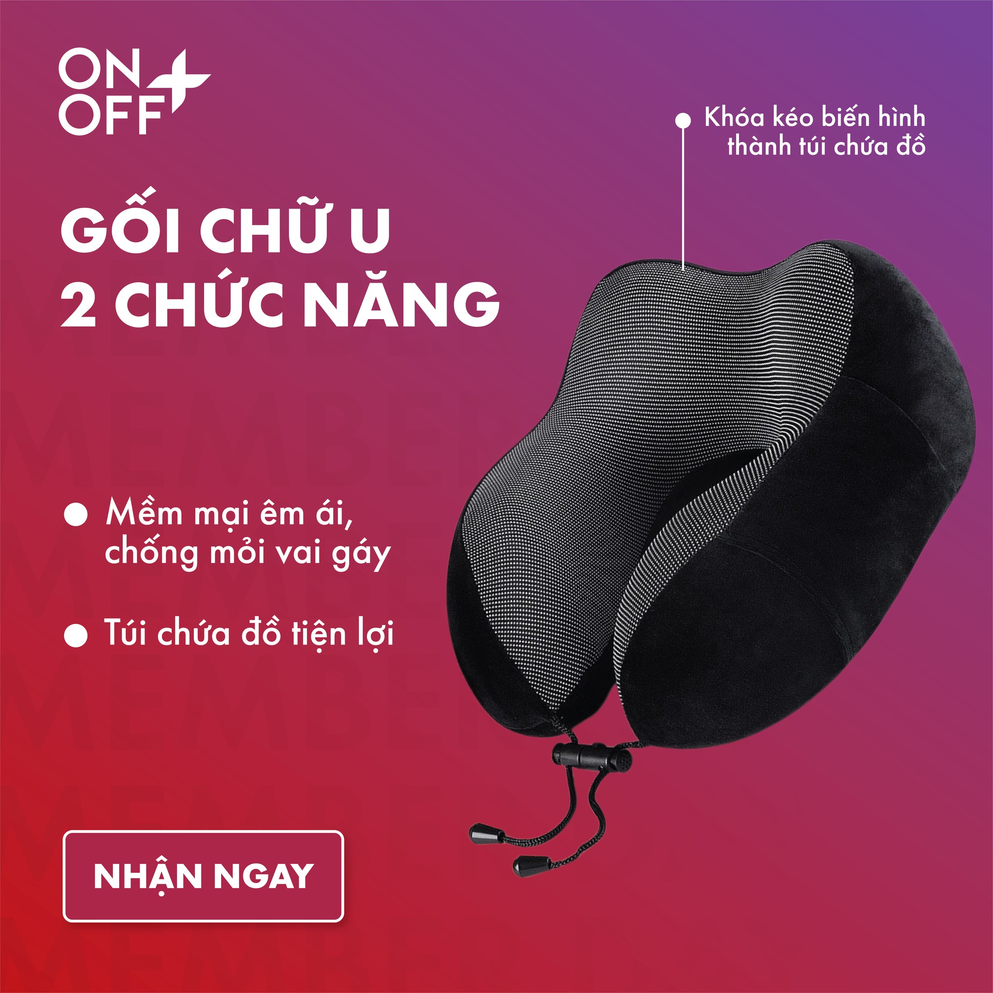 [Quà tặng không bán] Gối chữ U ONOFF mềm mại êm ái 19AO24A001 - số lượng có hạn