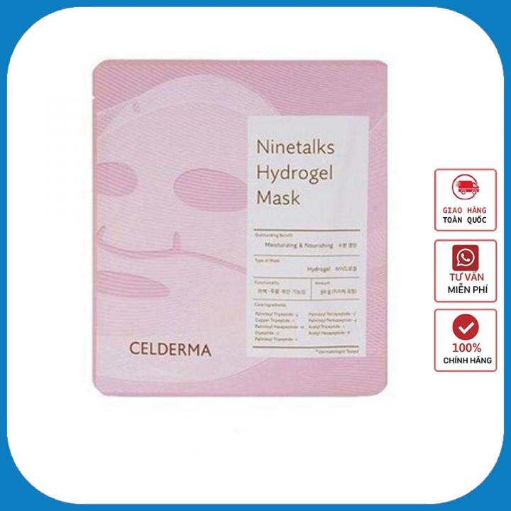 Hộp 4 Miếng Mặt Nạ Thạch Celderma Hồng Ninetalks Hydrogel Mask Cấp Ẩm Dưỡng Da
